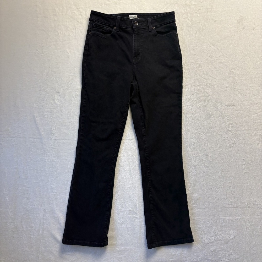 LL Bean Women 10 Reg Classic Fit Straight Leg Black Jeans 504930 Stretch Denim